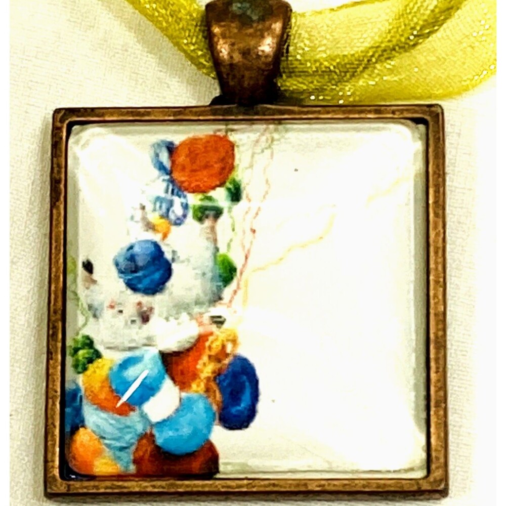 Sheep Incognito Art Necklace Pendant Wool Knit Yarn C Togel OG Custom Glass Farm